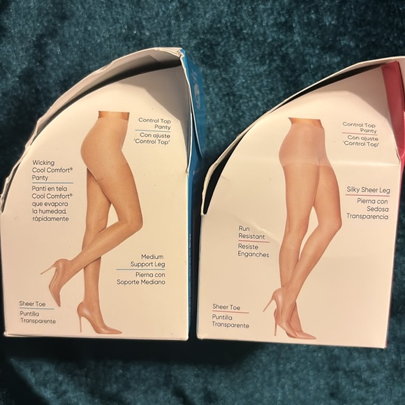 L’eggs Silken Mist Beautiful Sheer Tights 2 Pair - Nude & Black Size B NWT - Picture 5 of 10